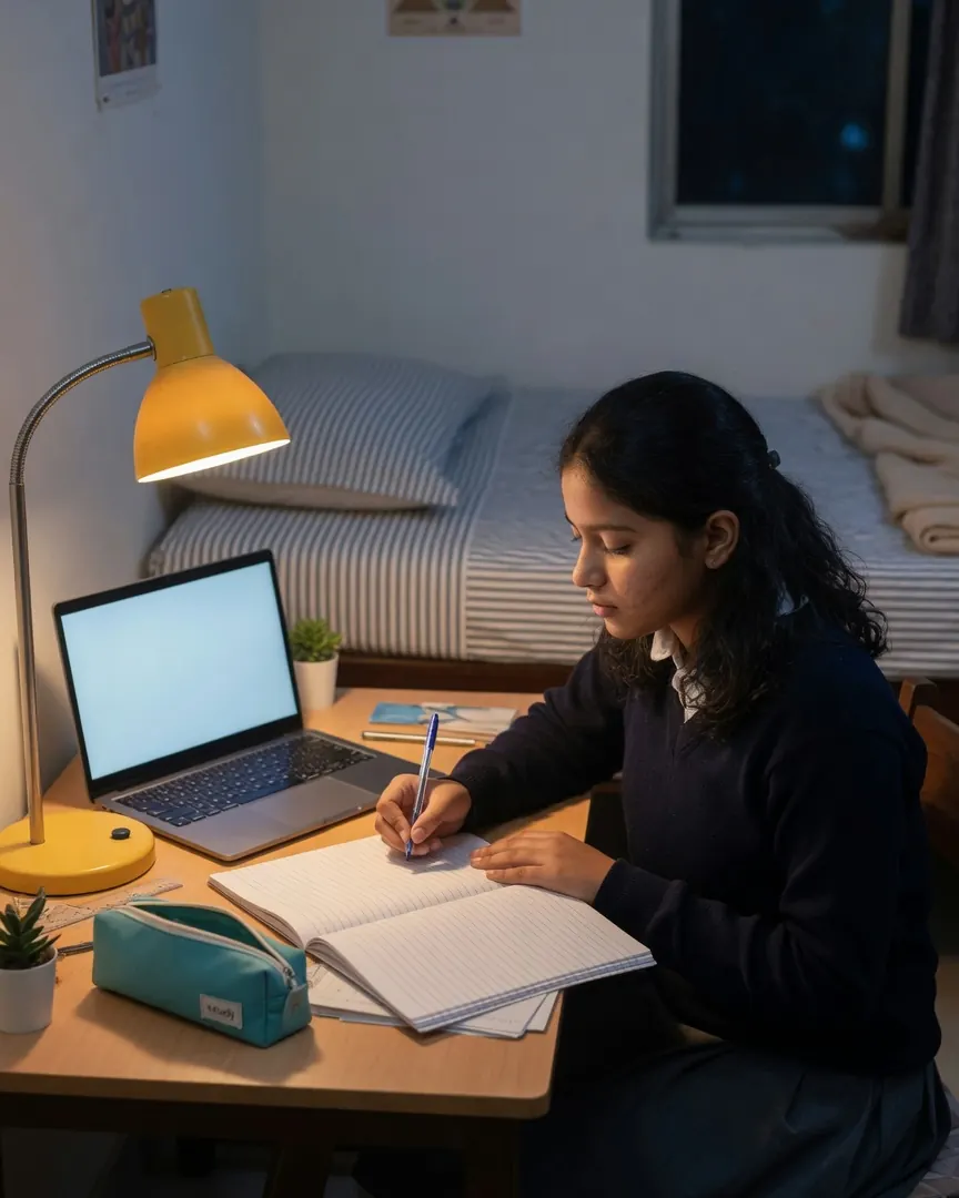 A syllabus checklist with completed topics marked for a student