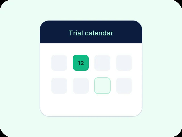 Calendar card with a highlighted trial date